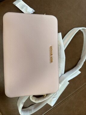 Michael Kors Light Pink Saffiano Crossbody Bag with Gold Logo